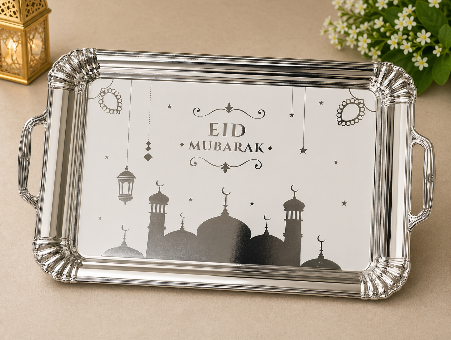 Plateaux Eïd mubarak 21,5x28,4cm gold